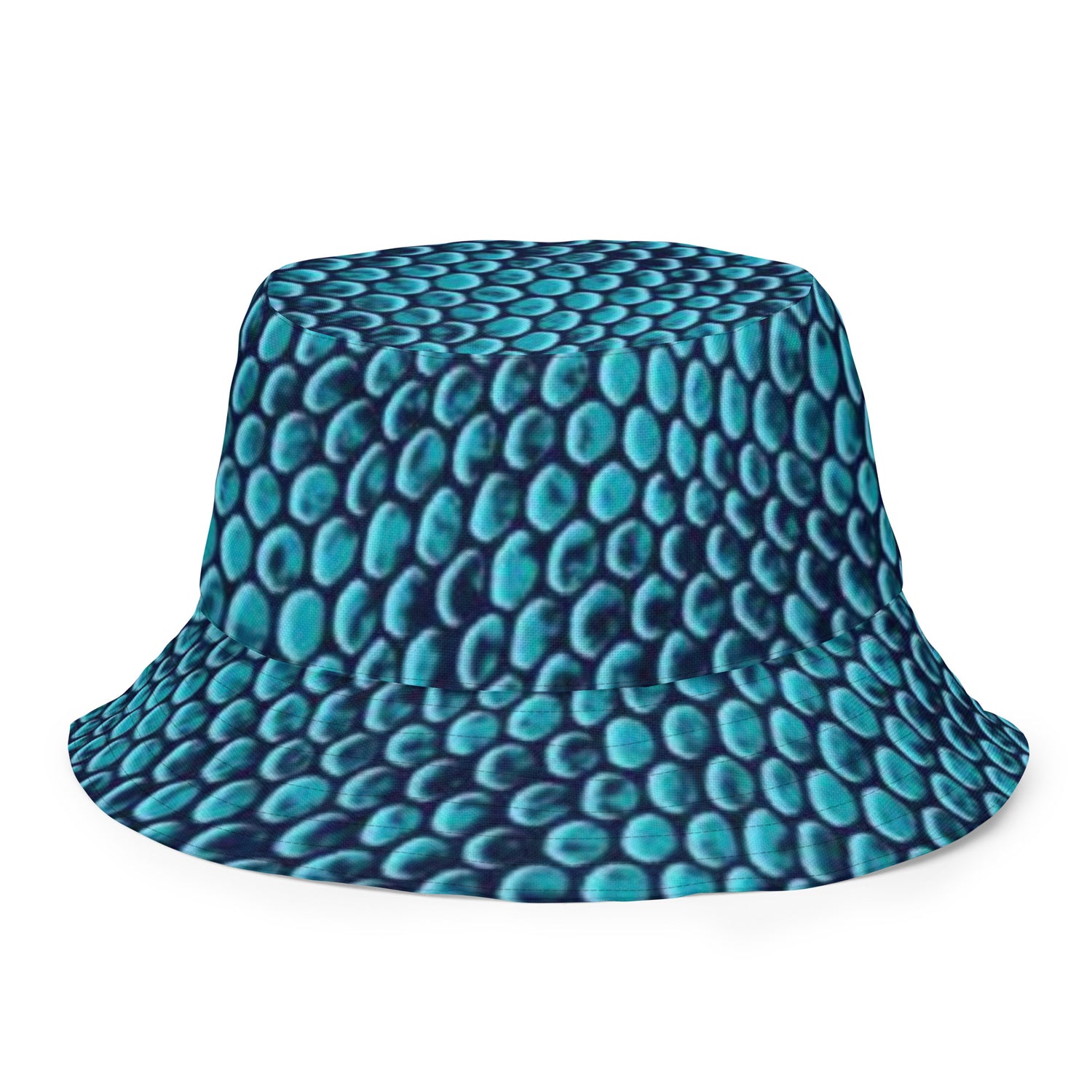 Reversible Teal Snakeskin Bucket Hat