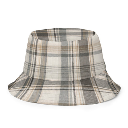 Reversible Neutral Plaid Bucket Hat