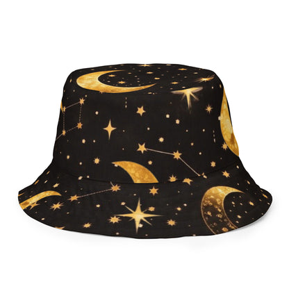celestial moon stars reversible bucket hat