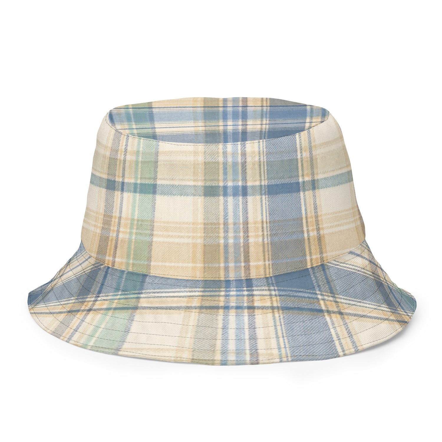 Reversible Blue Plaid Bucket Hat