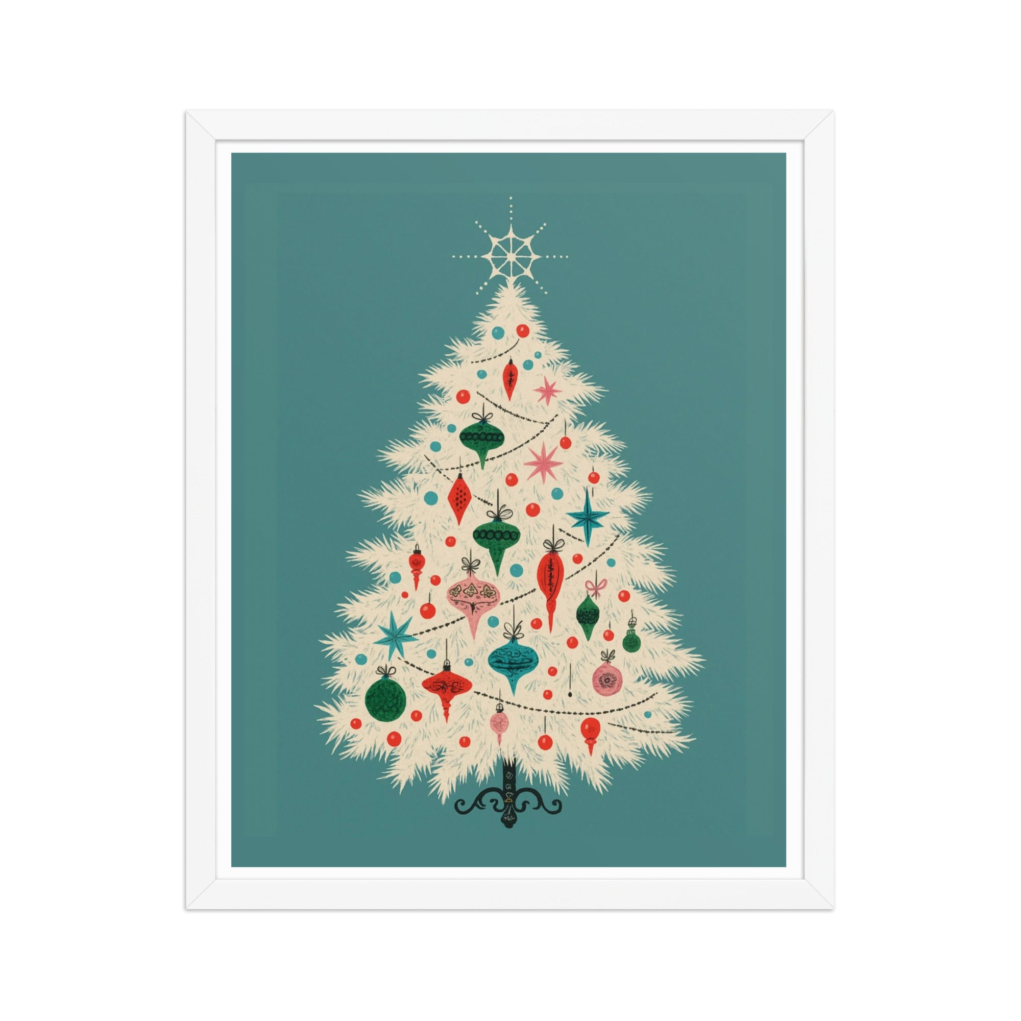 mid century christmas tree wall art