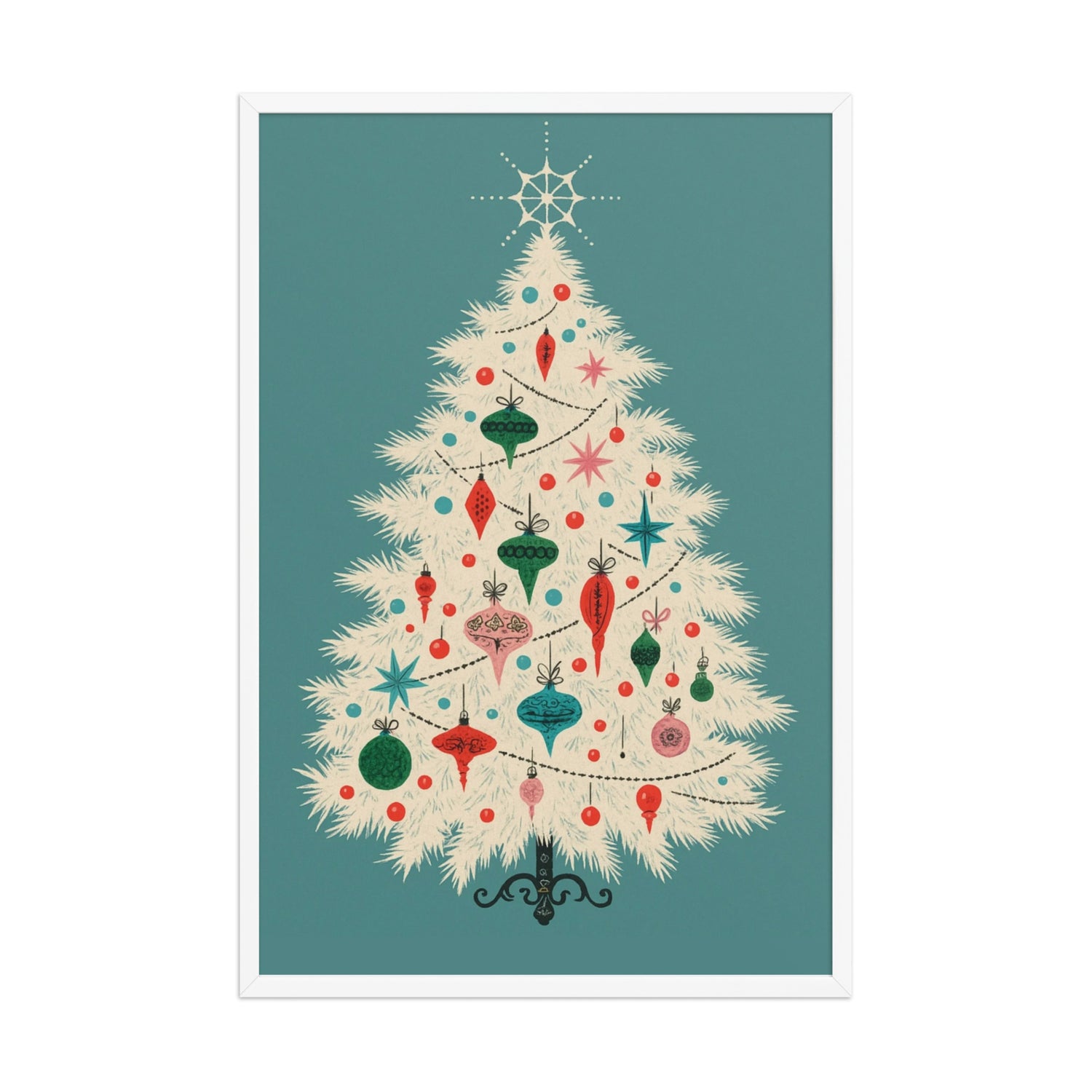 mid century christmas tree wall art