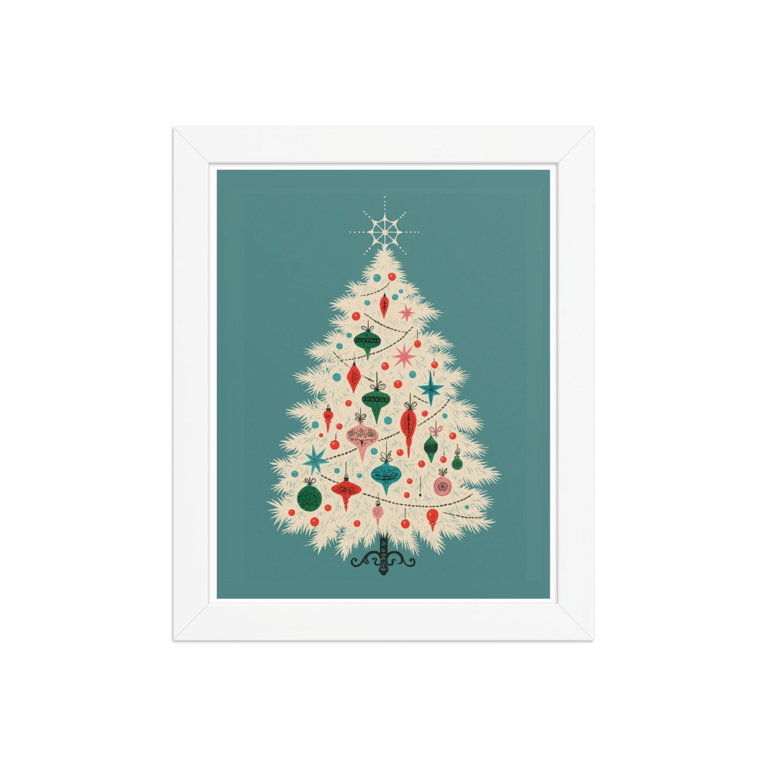 mid century christmas tree wall art