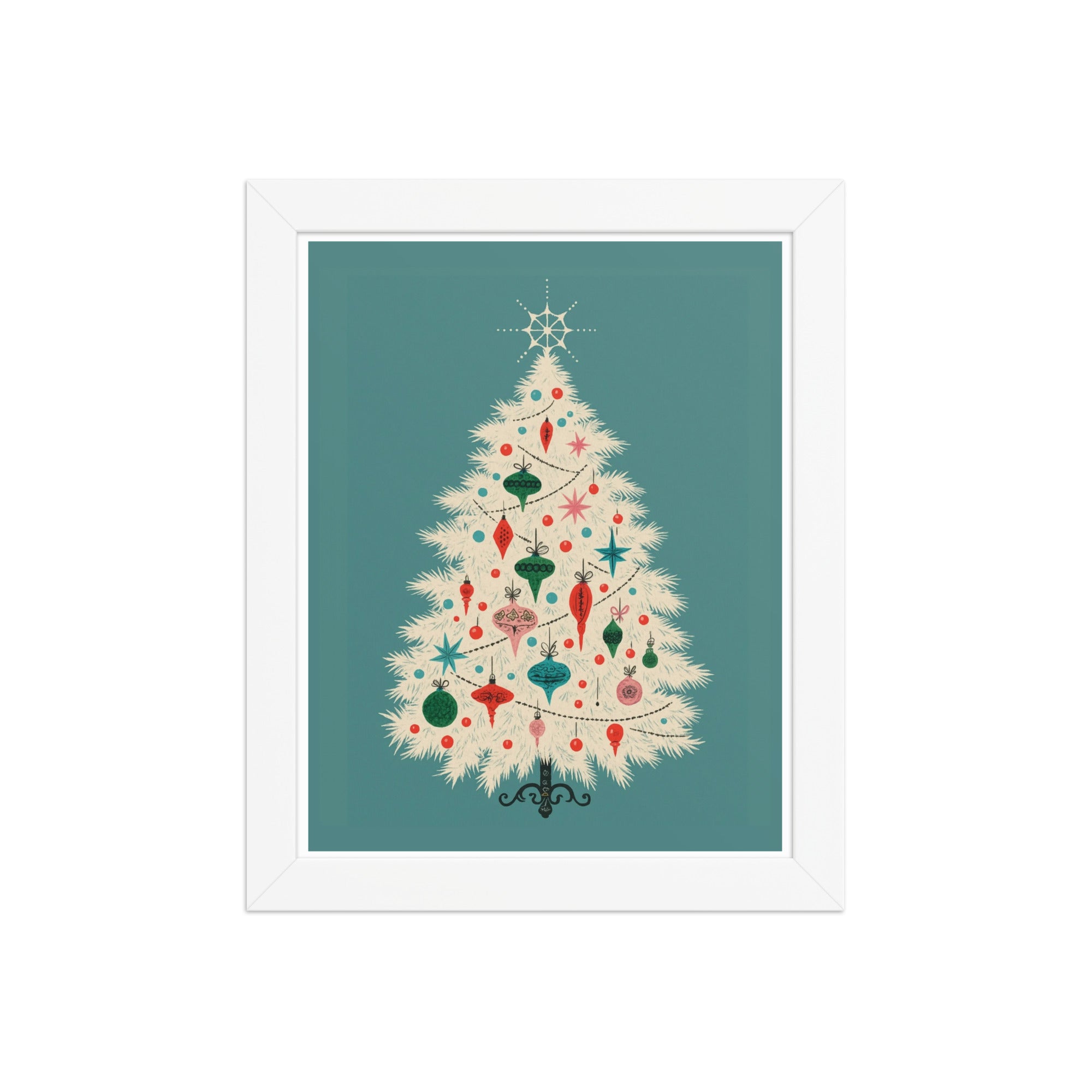 mid century christmas tree wall art