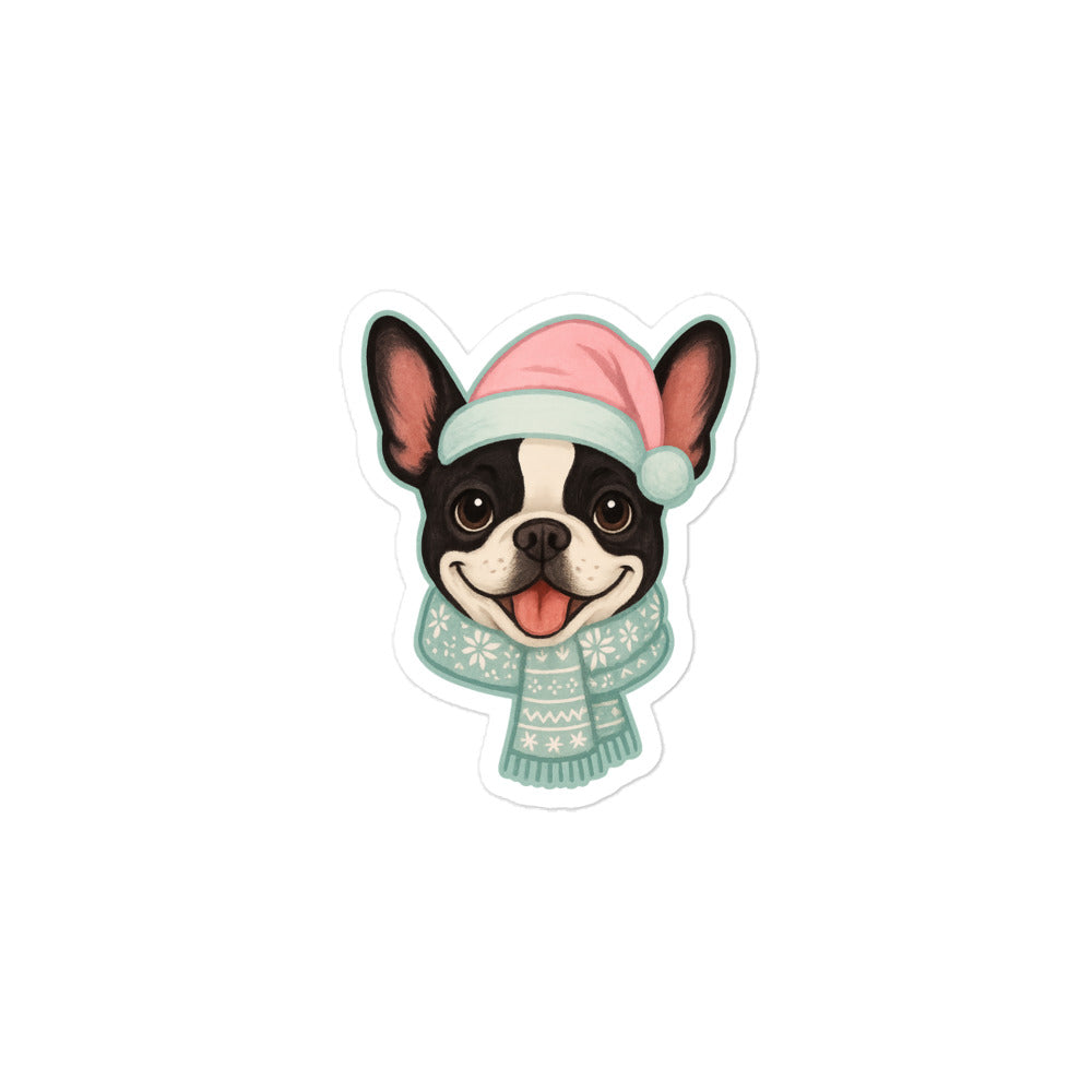 Winter Frenchie Christmas Sticker