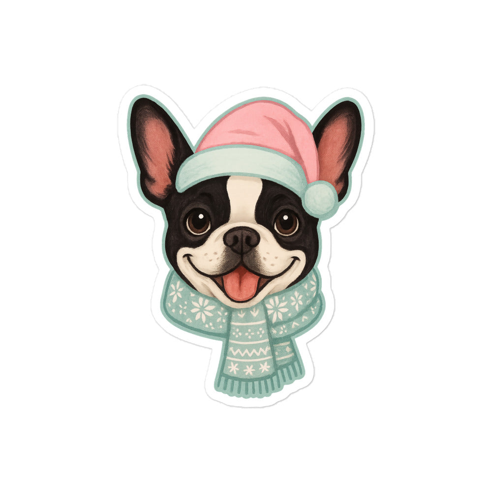 Winter Frenchie Christmas Sticker